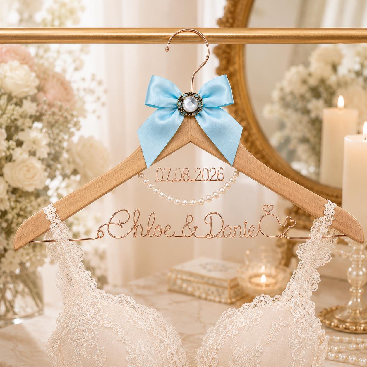 Personalized Bridal Hanger with Wire Name - BOYOGO personalized gift main image