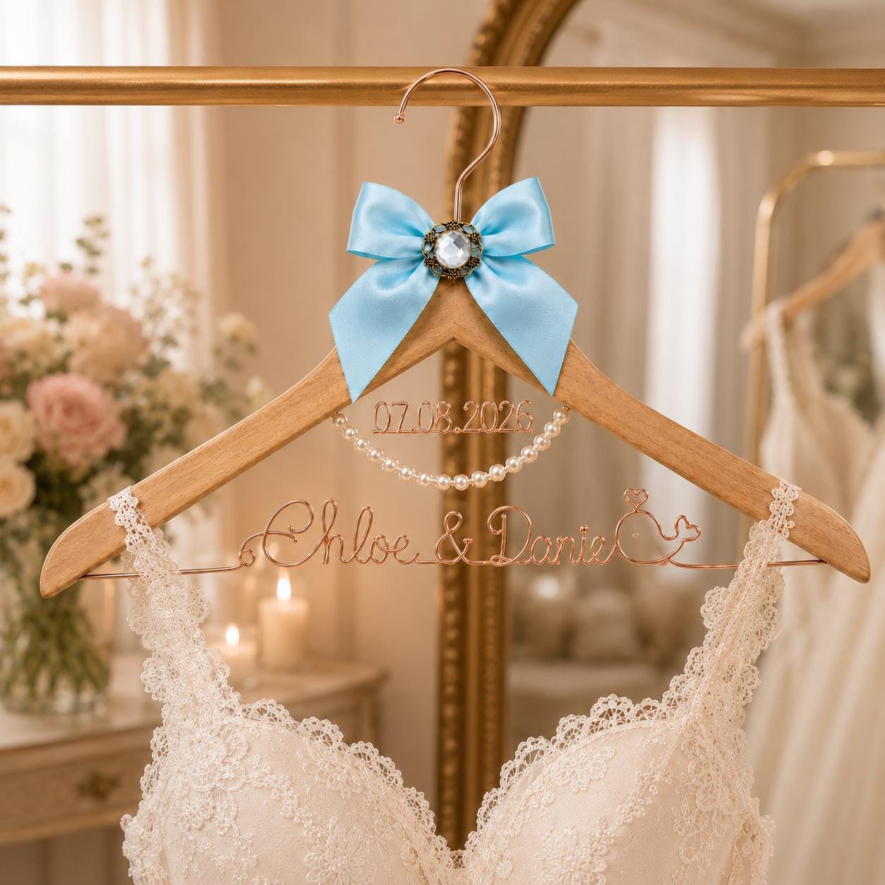 Personalized Bridal Hanger with Wire Name - BOYOGO personalized gift