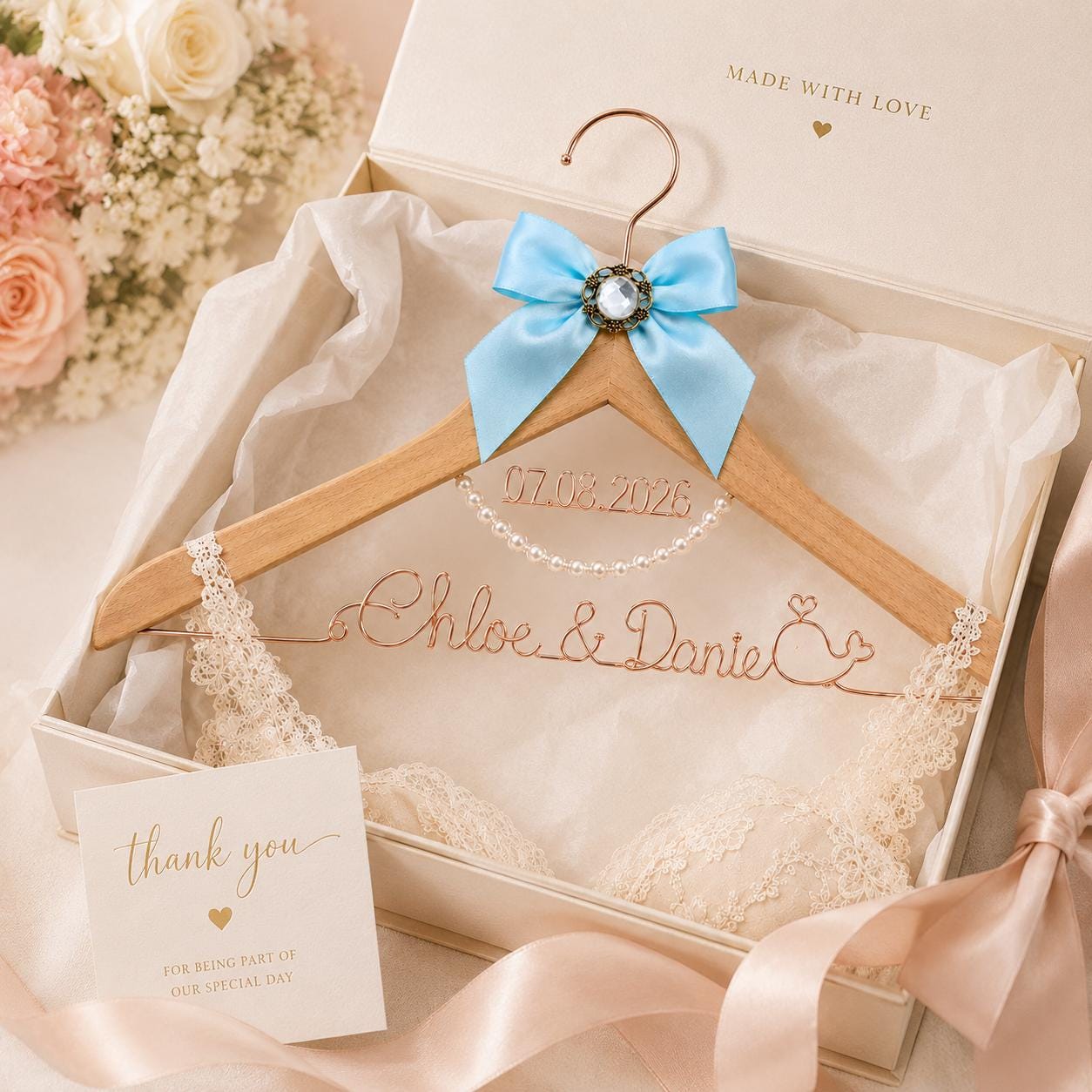 Personalized Bridal Hanger with Wire Name - BOYOGO personalized gift