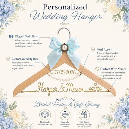 Personalized Bridal Hanger with Wire Name – handmade design detail