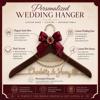 Personalized Bridal Hanger with Wire Name – handmade design detail