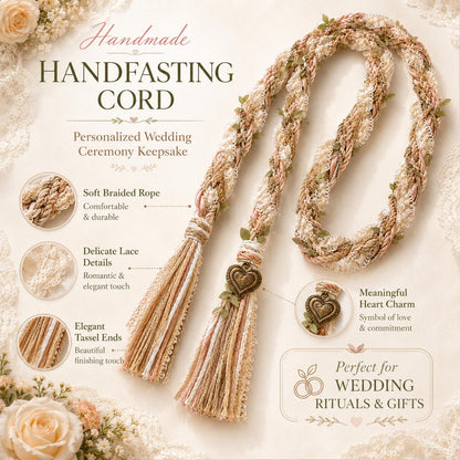 Personalized Woven Handfasting Cord, Celtic Wedding Unity Rope, Tie The Knot Ceremony Keepsake – handmade design detail