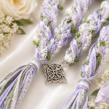 Personalized Woven Handfasting Cord, Celtic Wedding Unity Rope, Tie The Knot Ceremony Keepsake – material and finish detail