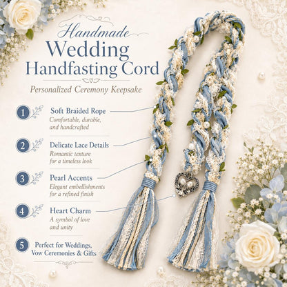 Personalized Woven Handfasting Cord, Celtic Wedding Unity Rope, Tie The Knot Ceremony Keepsake – handmade design detail