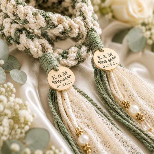 Personalized Woven Handfasting Cord, Celtic Wedding Unity Rope, Tie The Knot Ceremony Keepsake