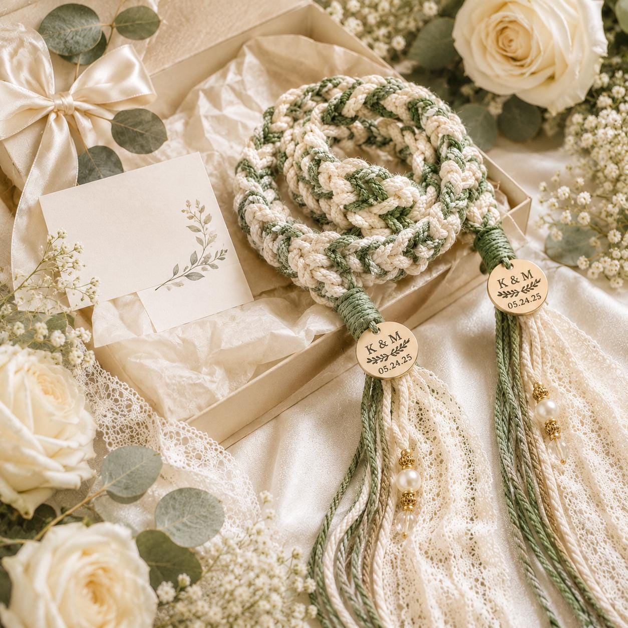 Personalized Woven Handfasting Cord, Celtic Wedding Unity Rope, Tie The Knot Ceremony Keepsake