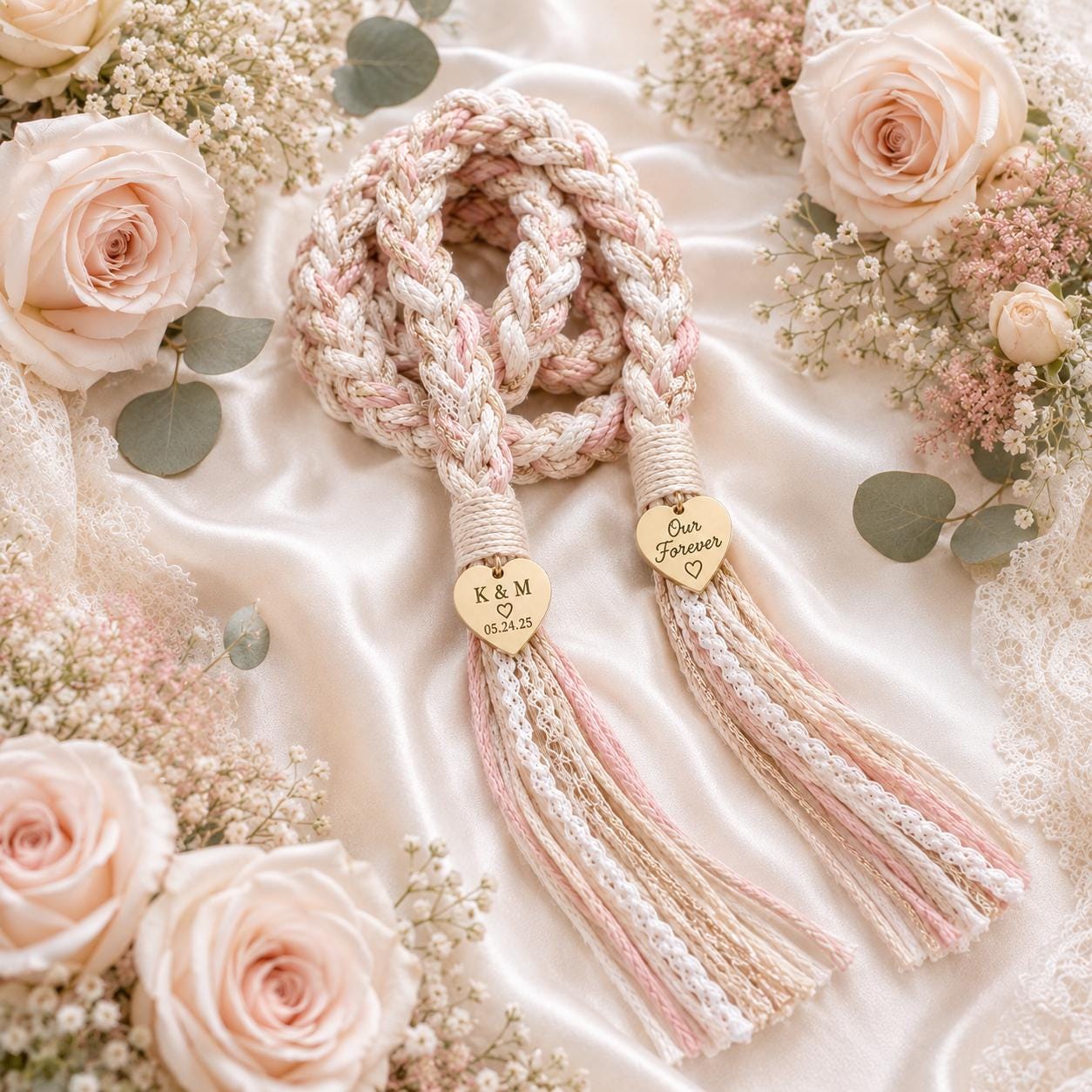 Personalized Woven Handfasting Cord, Celtic Wedding Unity Rope, Tie The Knot Ceremony Keepsake