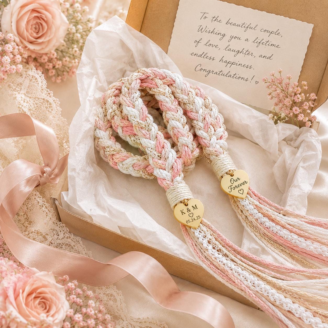 Personalized Woven Handfasting Cord, Celtic Wedding Unity Rope, Tie The Knot Ceremony Keepsake