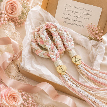Personalized Woven Handfasting Cord, Celtic Wedding Unity Rope, Tie The Knot Ceremony Keepsake – personalization and design detail