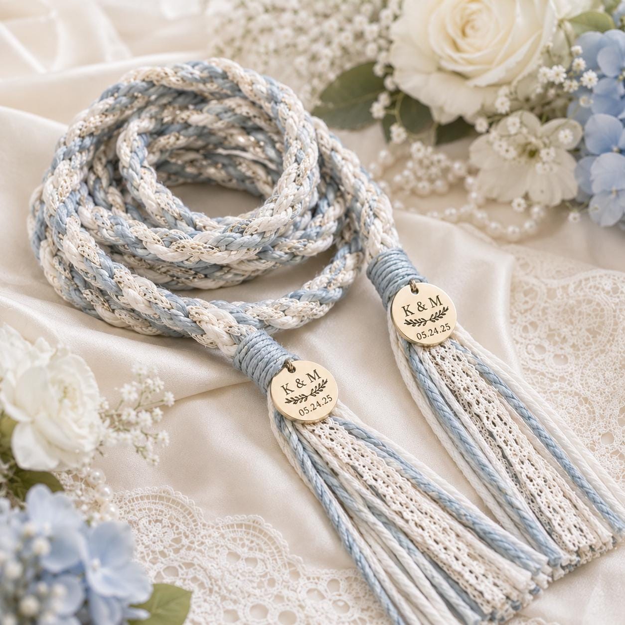 Personalized Woven Handfasting Cord, Celtic Wedding Unity Rope, Tie The Knot Ceremony Keepsake
