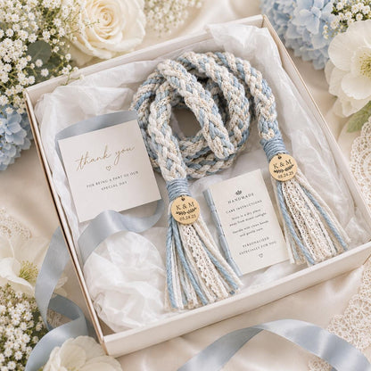 Personalized Woven Handfasting Cord, Celtic Wedding Unity Rope, Tie The Knot Ceremony Keepsake – personalization and design detail