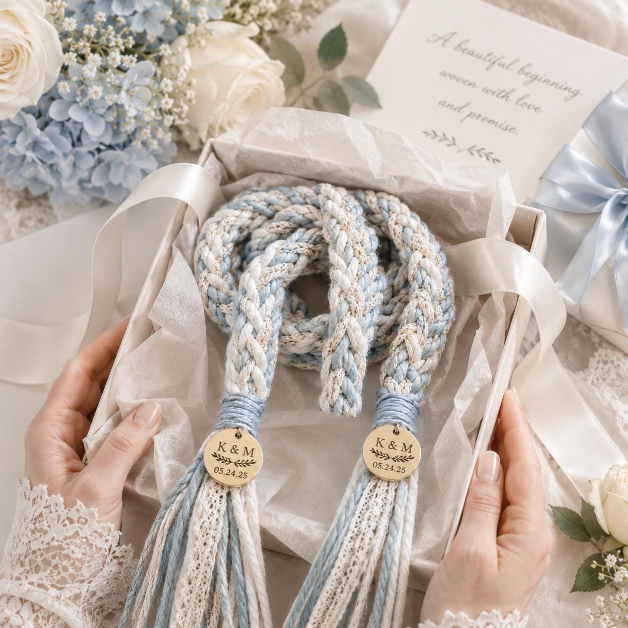 Personalized Woven Handfasting Cord, Celtic Wedding Unity Rope, Tie The Knot Ceremony Keepsake