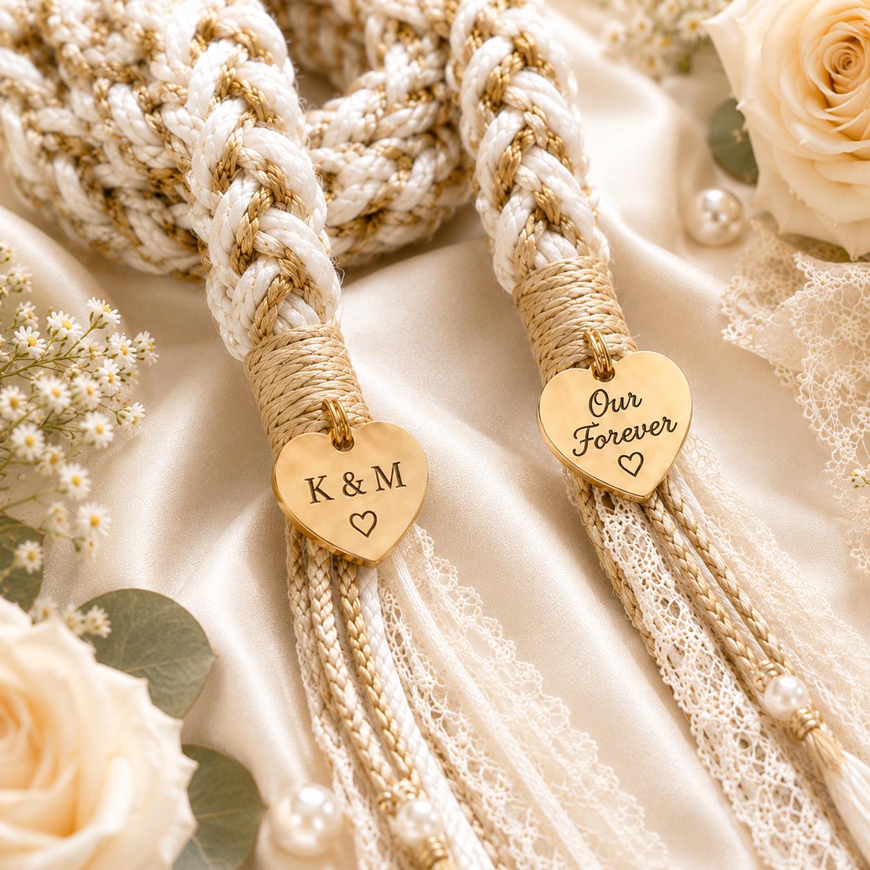 Personalized Woven Handfasting Cord, Celtic Wedding Unity Rope, Tie The Knot Ceremony Keepsake