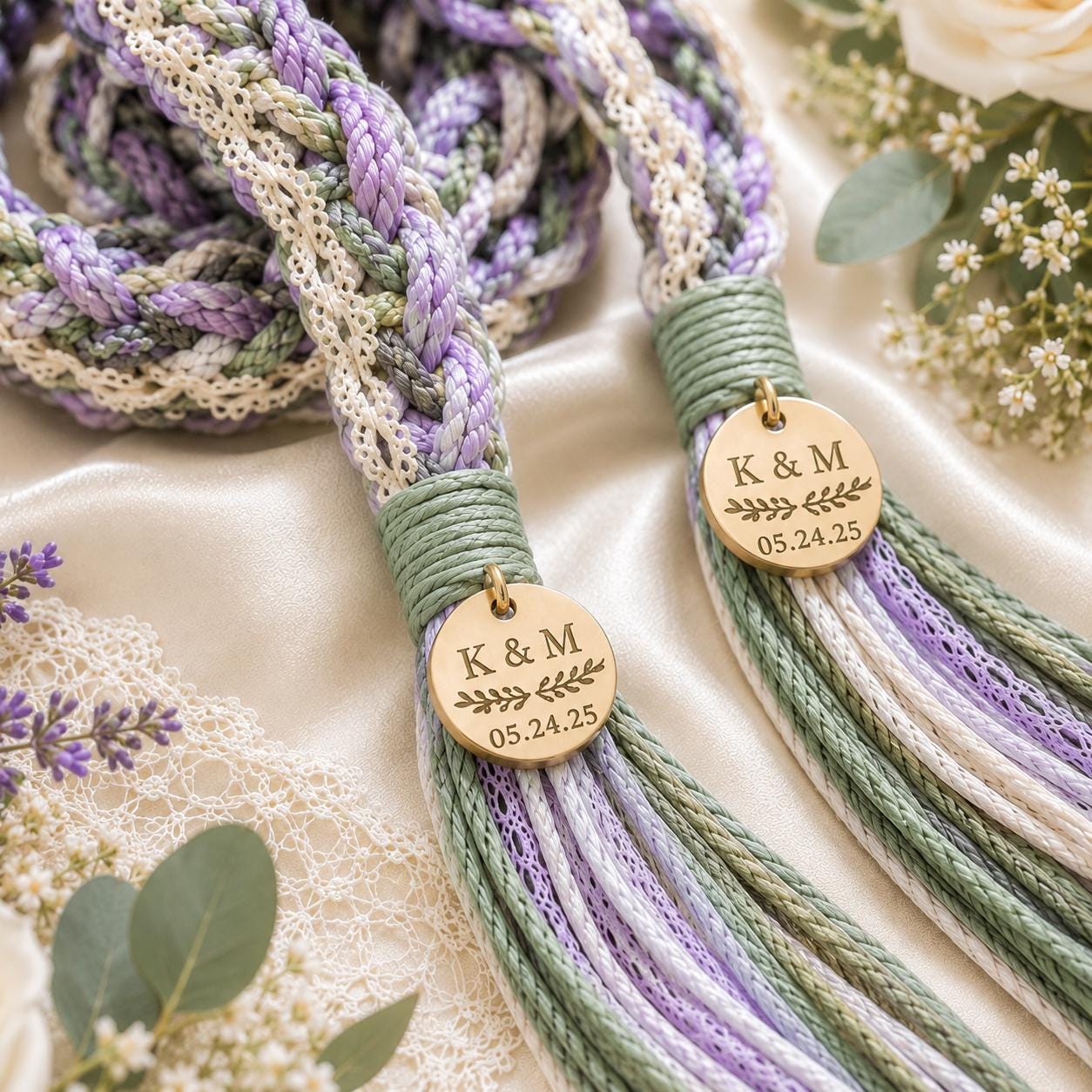Personalized Woven Handfasting Cord, Celtic Wedding Unity Rope, Tie The Knot Ceremony Keepsake