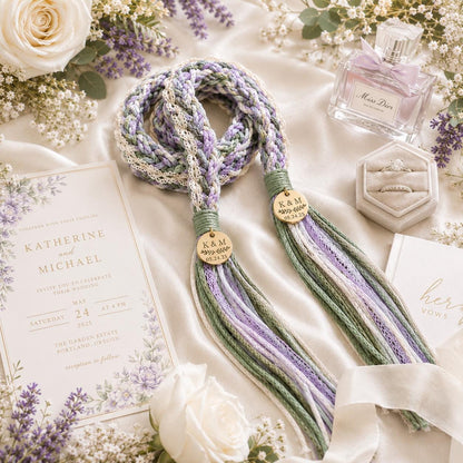Personalized Woven Handfasting Cord, Celtic Wedding Unity Rope, Tie The Knot Ceremony Keepsake – material and finish detail