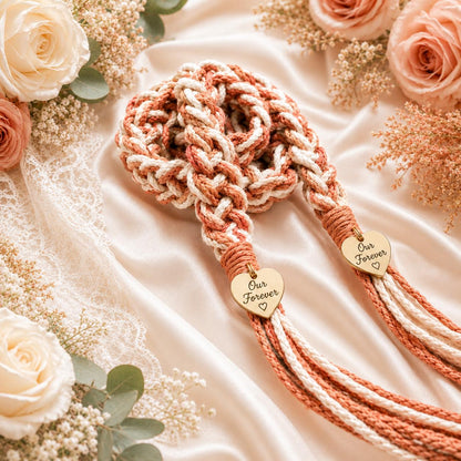 Personalized Woven Handfasting Cord, Celtic Wedding Unity Rope, Tie The Knot Ceremony Keepsake – close-up product detail
