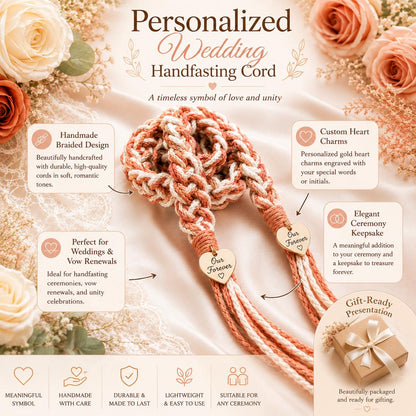 Personalized Woven Handfasting Cord, Celtic Wedding Unity Rope, Tie The Knot Ceremony Keepsake – handmade design detail