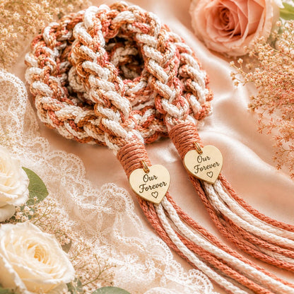 Personalized Woven Handfasting Cord, Celtic Wedding Unity Rope, Tie The Knot Ceremony Keepsake – personalization and design detail