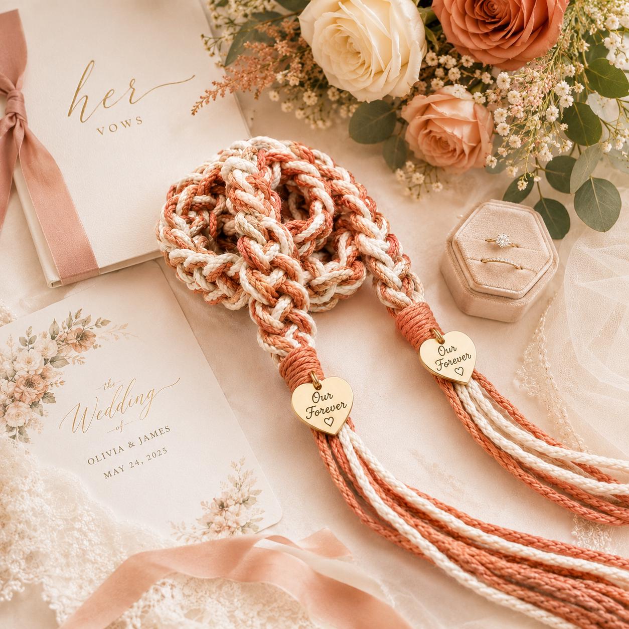 Personalized Woven Handfasting Cord, Celtic Wedding Unity Rope, Tie The Knot Ceremony Keepsake