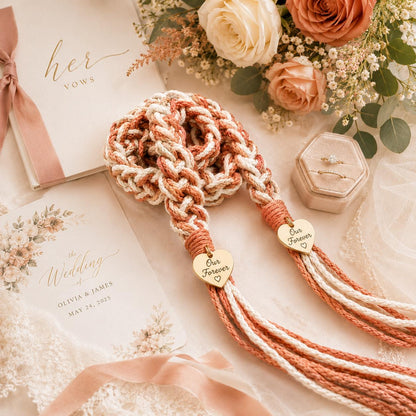 Personalized Woven Handfasting Cord, Celtic Wedding Unity Rope, Tie The Knot Ceremony Keepsake – material and finish detail