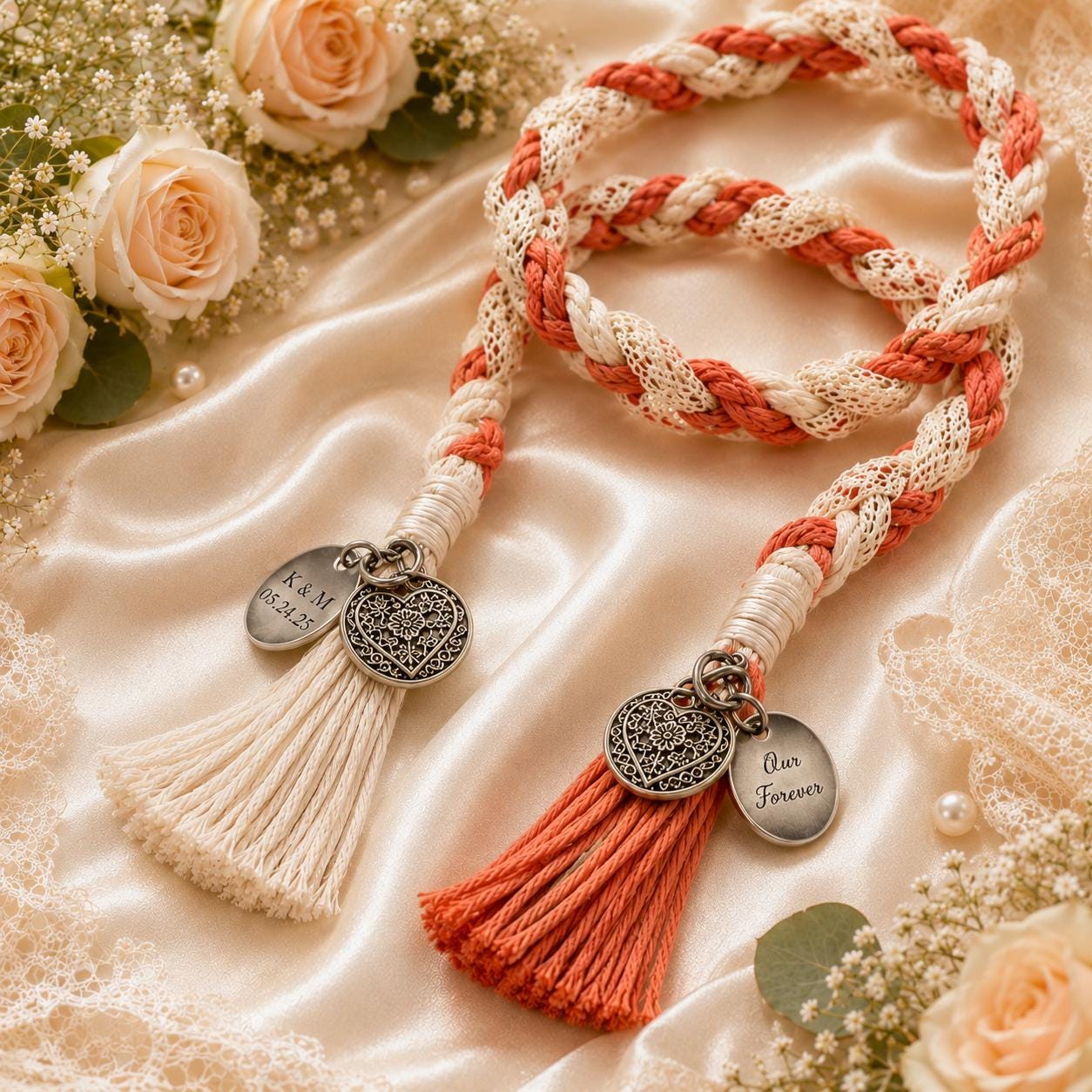 Personalized Woven Handfasting Cord, Celtic Wedding Unity Rope, Tie The Knot Ceremony Keepsake