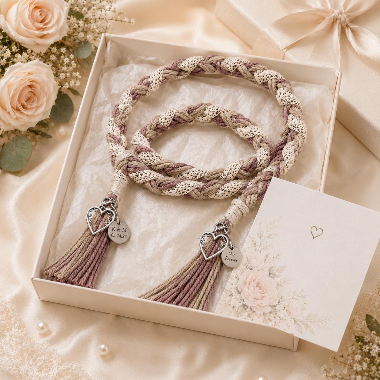 Personalized Woven Handfasting Cord, Celtic Wedding Unity Rope, Tie The Knot Ceremony Keepsake