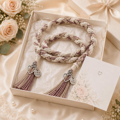 Personalized Woven Handfasting Cord, Celtic Wedding Unity Rope, Tie The Knot Ceremony Keepsake – material and finish detail