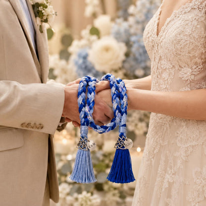 Personalized Woven Handfasting Cord, Celtic Wedding Unity Rope, Tie The Knot Ceremony Keepsake – close-up product detail