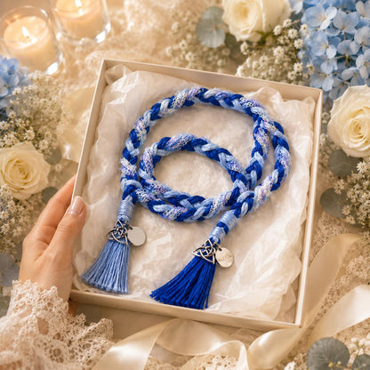 Personalized Woven Handfasting Cord, Celtic Wedding Unity Rope, Tie The Knot Ceremony Keepsake – material and finish detail