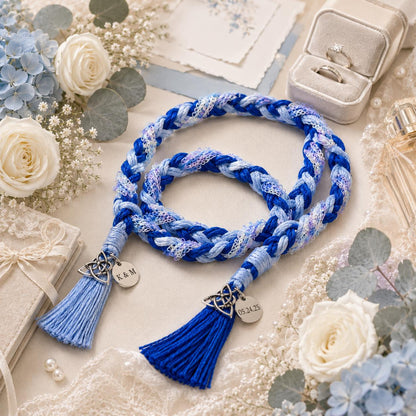 Personalized Woven Handfasting Cord, Celtic Wedding Unity Rope, Tie The Knot Ceremony Keepsake – personalization and design detail