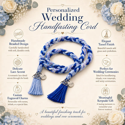 Personalized Woven Handfasting Cord, Celtic Wedding Unity Rope, Tie The Knot Ceremony Keepsake – additional product view