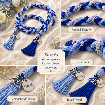 Personalized Woven Handfasting Cord, Celtic Wedding Unity Rope, Tie The Knot Ceremony Keepsake – handmade design detail
