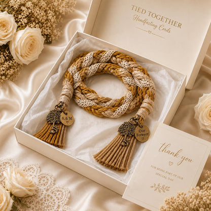 Personalized Woven Handfasting Cord, Celtic Wedding Unity Rope, Tie The Knot Ceremony Keepsake – material and finish detail