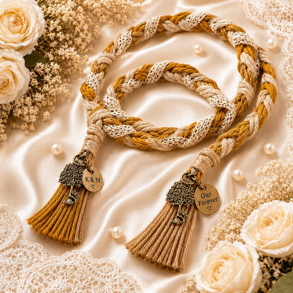 Personalized Woven Handfasting Cord, Celtic Wedding Unity Rope, Tie The Knot Ceremony Keepsake – alternate product view