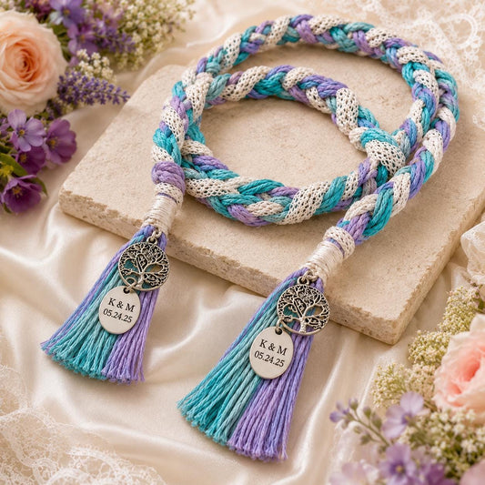 Personalized Woven Handfasting Cord, Celtic Wedding Unity Rope, Tie The Knot Ceremony Keepsake