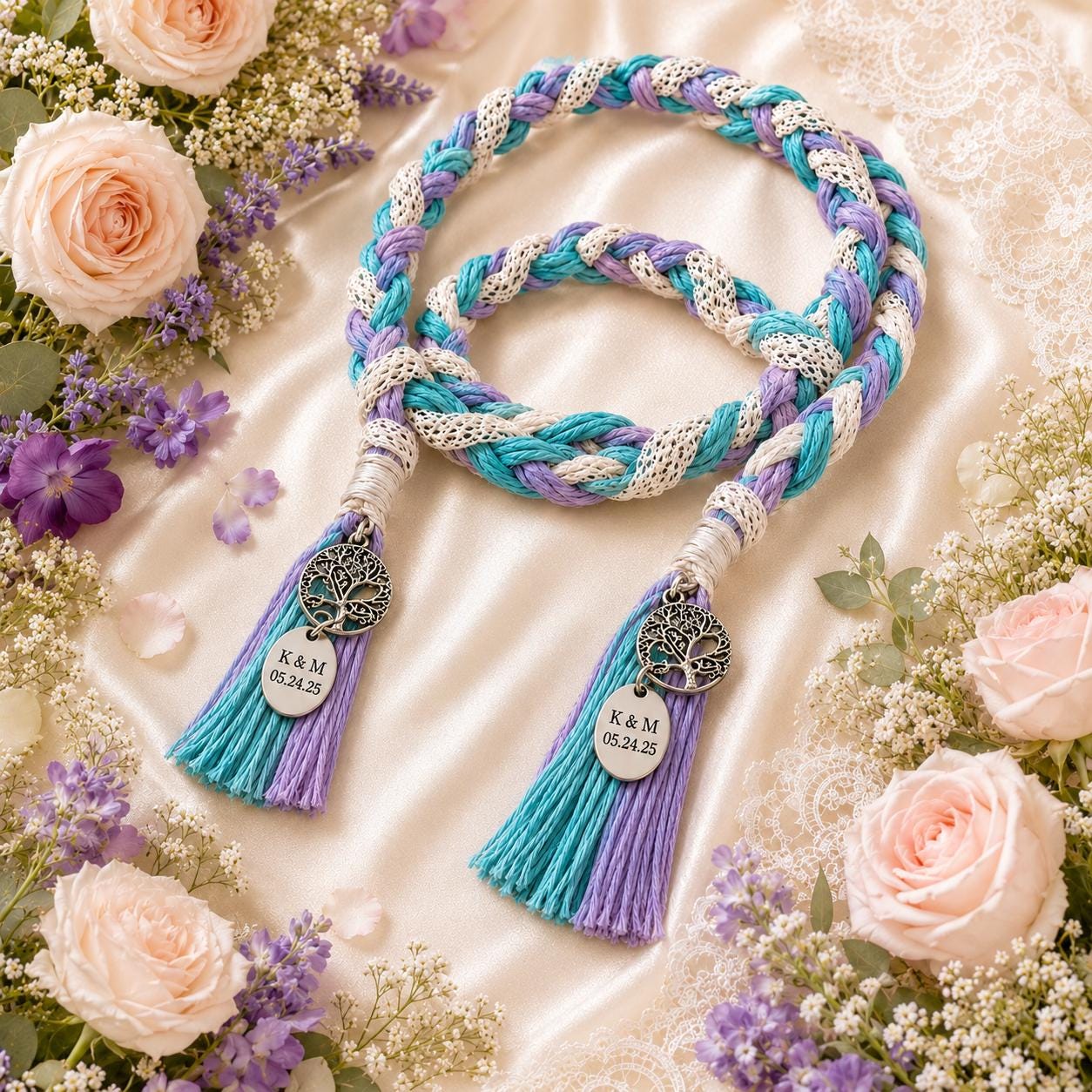 Personalized Woven Handfasting Cord, Celtic Wedding Unity Rope, Tie The Knot Ceremony Keepsake