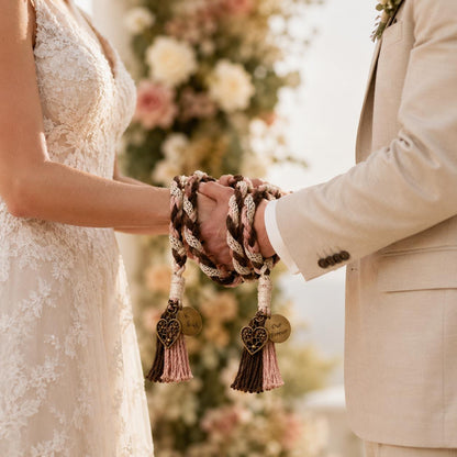 Personalized Woven Handfasting Cord, Celtic Wedding Unity Rope, Tie The Knot Ceremony Keepsake – close-up product detail