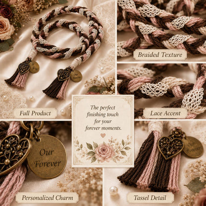 Personalized Woven Handfasting Cord, Celtic Wedding Unity Rope, Tie The Knot Ceremony Keepsake – handmade design detail
