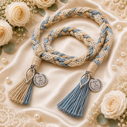 Personalized Woven Handfasting Cord, Celtic Wedding Unity Rope, Tie The Knot Ceremony Keepsake – close-up product detail