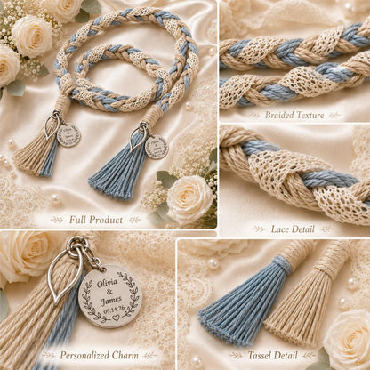 Personalized Woven Handfasting Cord, Celtic Wedding Unity Rope, Tie The Knot Ceremony Keepsake – handmade design detail