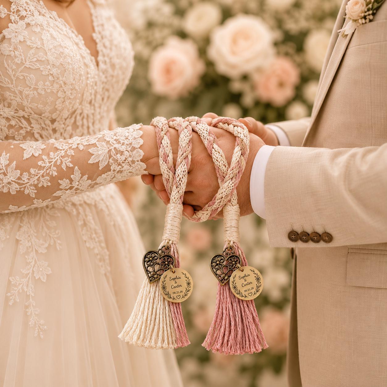 Personalized Woven Handfasting Cord, Celtic Wedding Unity Rope, Tie The Knot Ceremony Keepsake