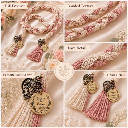 Personalized Woven Handfasting Cord, Celtic Wedding Unity Rope, Tie The Knot Ceremony Keepsake – additional product view
