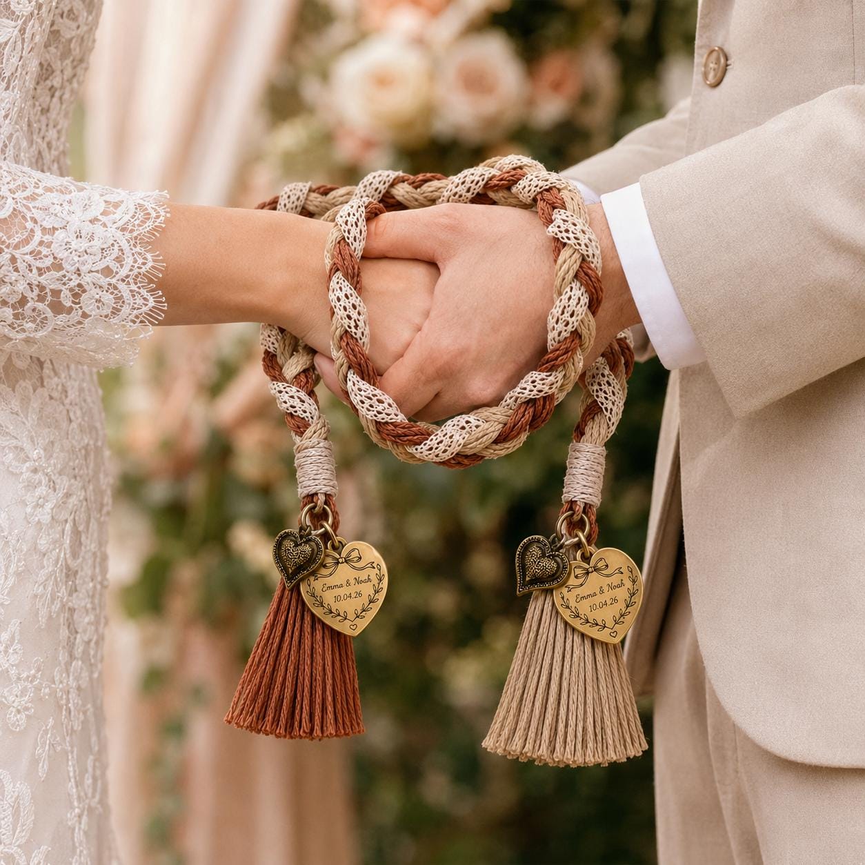 Personalized Woven Handfasting Cord, Celtic Wedding Unity Rope, Tie The Knot Ceremony Keepsake