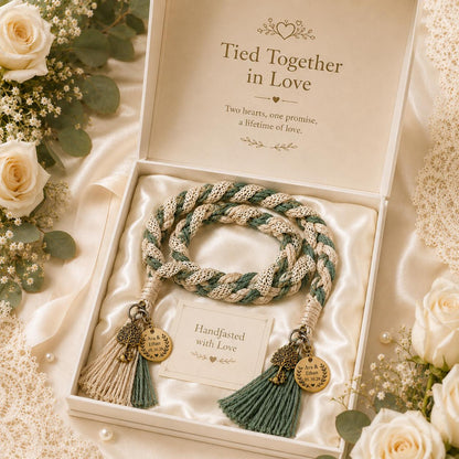 Personalized Woven Handfasting Cord, Celtic Wedding Unity Rope, Tie The Knot Ceremony Keepsake – material and finish detail