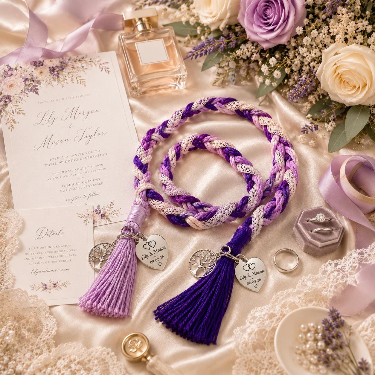 Personalized Woven Handfasting Cord, Celtic Wedding Unity Rope, Tie The Knot Ceremony Keepsake
