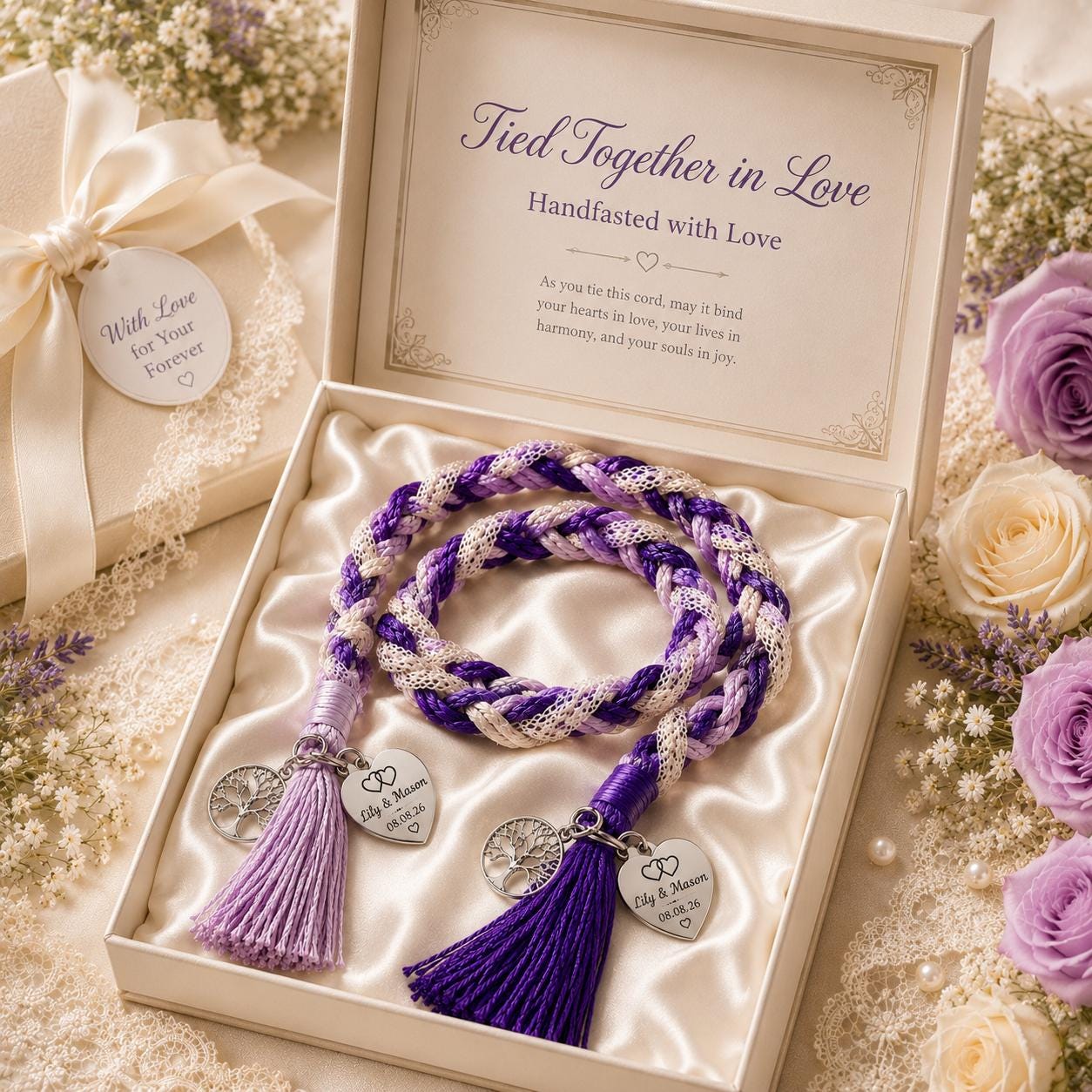 Personalized Woven Handfasting Cord, Celtic Wedding Unity Rope, Tie The Knot Ceremony Keepsake