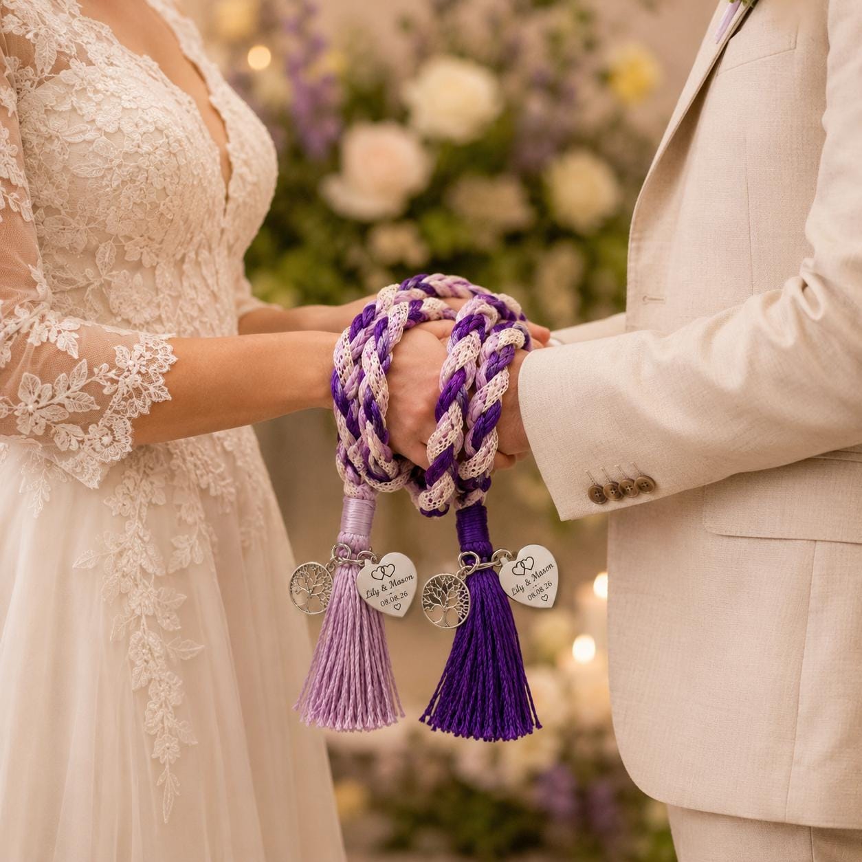 Personalized Woven Handfasting Cord, Celtic Wedding Unity Rope, Tie The Knot Ceremony Keepsake