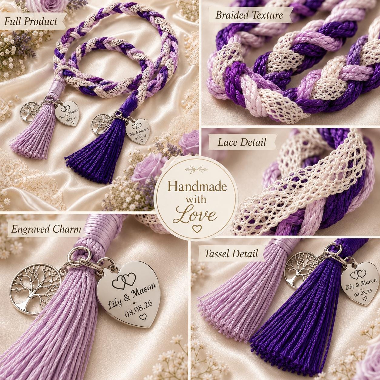 Personalized Woven Handfasting Cord, Celtic Wedding Unity Rope, Tie The Knot Ceremony Keepsake