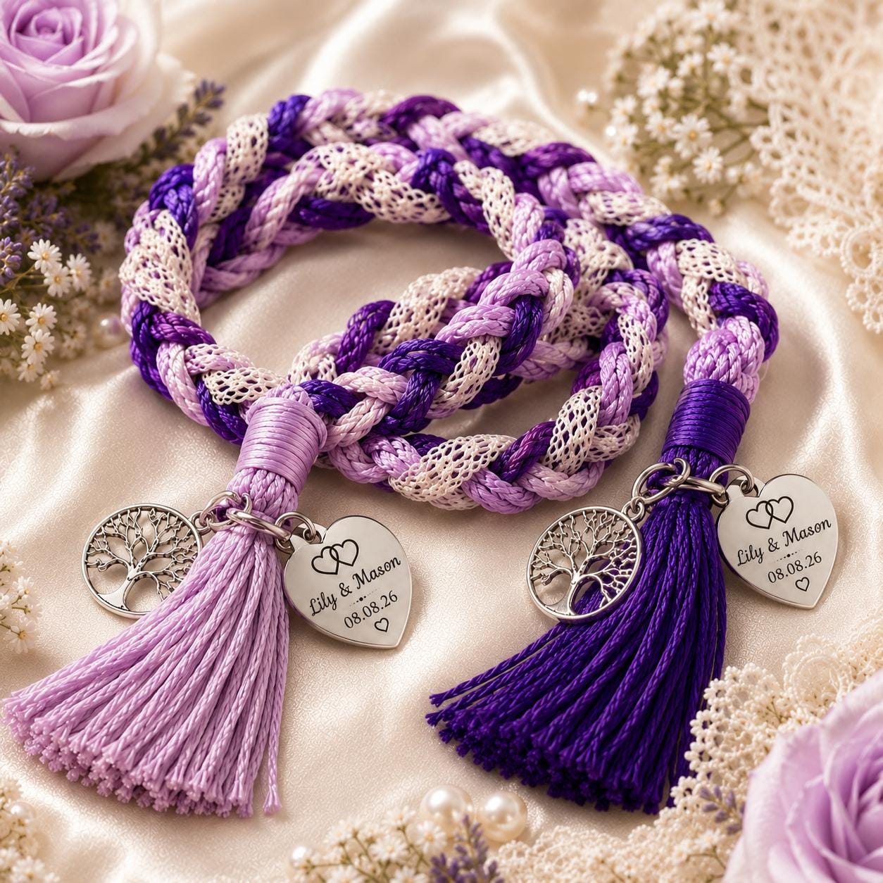 Personalized Woven Handfasting Cord, Celtic Wedding Unity Rope, Tie The Knot Ceremony Keepsake