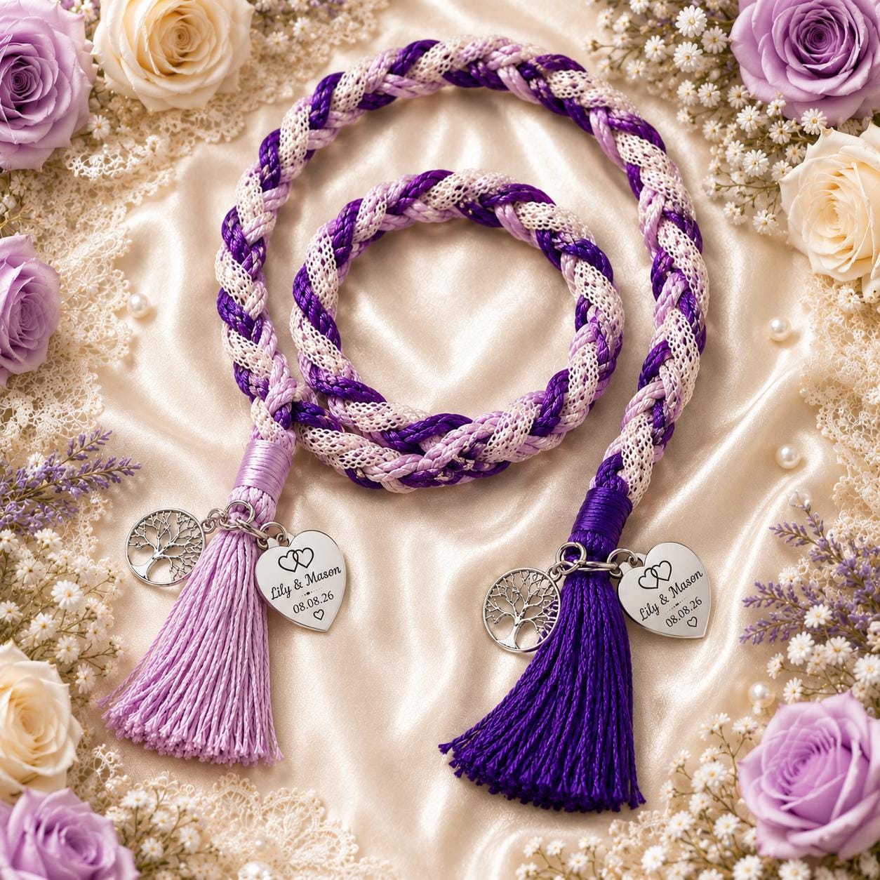 Personalized Woven Handfasting Cord, Celtic Wedding Unity Rope, Tie The Knot Ceremony Keepsake